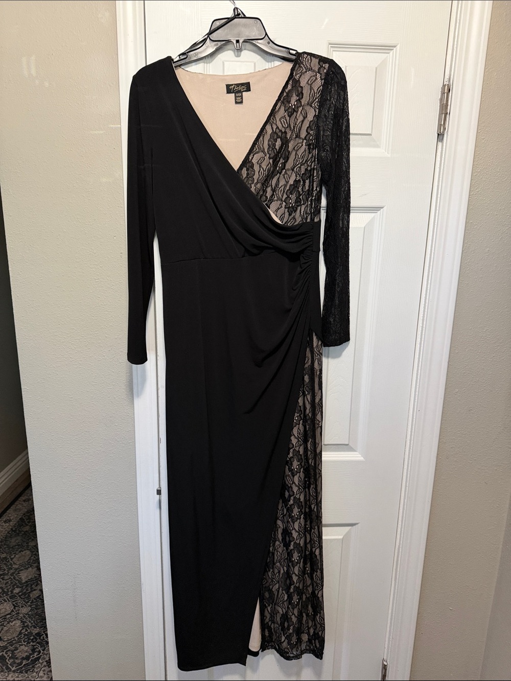 Thalia Sodi Black Lace-Trim Long Sleeve Wrap Dress